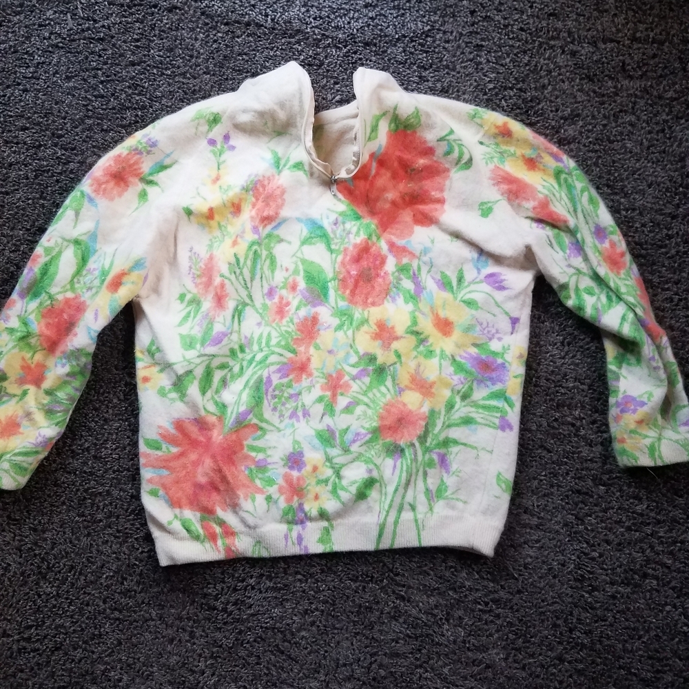 Angelon by Darlene Rabbit Fur Lambs Woo Hand Screen Printed Vintage Rare XS